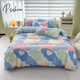 Pisoshare Floral Print Brushed Home Bedding Set Simple Fresh Comfortable Duvet Cover With Sheet