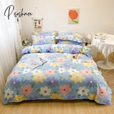 Pisoshare Floral Print Brushed Home Bedding Set Simple Fresh Comfortable Duvet Cover With Sheet