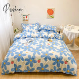 Pisoshare Floral Print Brushed Home Bedding Set Simple Fresh Comfortable Duvet Cover With Sheet