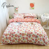 Pisoshare Floral Print Brushed Home Bedding Set Simple Fresh Comfortable Duvet Cover With Sheet