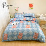 Pisoshare Floral Print Brushed Home Bedding Set Simple Fresh Comfortable Duvet Cover With Sheet