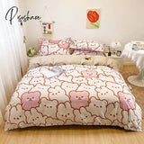 Pisoshare Floral Print Brushed Home Bedding Set Simple Fresh Comfortable Duvet Cover With Sheet