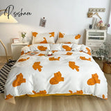 Pisoshare Floral Print Brushed Home Bedding Set Simple Fresh Comfortable Duvet Cover With Sheet