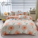 Pisoshare Floral Print Brushed Home Bedding Set Simple Fresh Comfortable Duvet Cover With Sheet