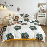 Pisoshare Floral Print Brushed Queen Bedding Set Soft Comfortable Duvet Cover With Sheet Quilt