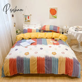 Pisoshare Floral Print Brushed Queen Bedding Set Soft Comfortable Duvet Cover With Sheet Quilt