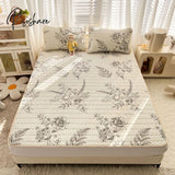 Pisoshare Flowers Latex Summer Mat Kit Cooling Feel Bed Pad And Pillowcase Cold Sleeping For