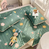 Pisoshare Flowers Latex Summer Mat Kit Cooling Feel Bed Pad And Pillowcase Cold Sleeping For