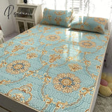 Pisoshare Flowers Latex Summer Mat Kit Cooling Feel Bed Pad And Pillowcase Cold Sleeping For