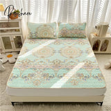 Pisoshare Flowers Latex Summer Mat Kit Cooling Feel Bed Pad And Pillowcase Cold Sleeping For