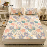 Pisoshare Flowers Latex Summer Mat Kit Cooling Feel Bed Pad And Pillowcase Cold Sleeping For