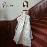Pisoshare - French Evening Dress Spliced Luxury New Light Wedding Host Performance Costume High-End