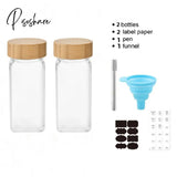 Pisoshare Glass Seasoning Storage Jars With Bamboo Lid Kitchen Salt Shaker Pepper Bottles Spice