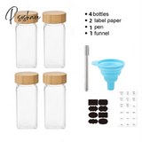 Pisoshare Glass Seasoning Storage Jars With Bamboo Lid Kitchen Salt Shaker Pepper Bottles Spice