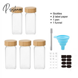 Pisoshare Glass Seasoning Storage Jars With Bamboo Lid Kitchen Salt Shaker Pepper Bottles Spice