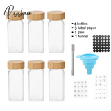 Pisoshare Glass Seasoning Storage Jars With Bamboo Lid Kitchen Salt Shaker Pepper Bottles Spice