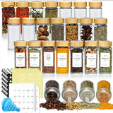 Pisoshare Glass Seasoning Storage Jars With Bamboo Lid Kitchen Salt Shaker Pepper Bottles Spice