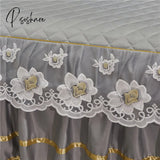 Pisoshare Gray Quilted Lace Flowers Bed Sheet Set Home Mattress Cover Bedspread Cotton Warm Thick