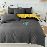 Pisoshare Green Grid 4Pcs Bedding Set Quilt Cartoon Duvet Cover Lucky Clovers And Plaid Reversible