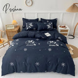 Pisoshare Green Grid 4Pcs Bedding Set Quilt Cartoon Duvet Cover Lucky Clovers And Plaid Reversible