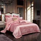 Pisoshare Green Luxury Jacquard Cotton Queen King Size Bedding Set Satin Smooth Duvet Cover Bed