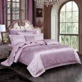 Pisoshare Green Luxury Jacquard Cotton Queen King Size Bedding Set Satin Smooth Duvet Cover Bed