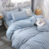 Pisoshare Green White Lattice Duvet Cover Pillowcase Bed Sheet Simple Boy Girls Bedding Sets Single