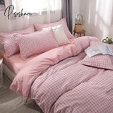 Pisoshare Green White Lattice Duvet Cover Pillowcase Bed Sheet Simple Boy Girls Bedding Sets Single