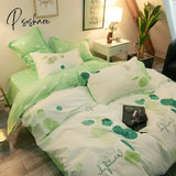 Pisoshare Green White Lattice Duvet Cover Pillowcase Bed Sheet Simple Boy Girls Bedding Sets Single