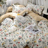 Pisoshare Green White Lattice Duvet Cover Pillowcase Bed Sheet Simple Boy Girls Bedding Sets Single