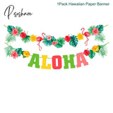 Pisoshare Hawaii Aloha Happy Birthday Banner Flamingo Hawaiian Tropical Party Decor Holiday Summer