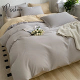 Pisoshare Heart Four-Piece Brushed Washed Cotton Green Bed Set Flat Sheet Pillowcase Quilt Cover