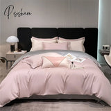 Pisoshare Heart Four-Piece Brushed Washed Cotton Green Bed Set Flat Sheet Pillowcase Quilt Cover