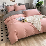 Pisoshare Heart Four-Piece Brushed Washed Cotton Green Bed Set Flat Sheet Pillowcase Quilt Cover