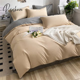 Pisoshare Heart Four-Piece Brushed Washed Cotton Green Bed Set Flat Sheet Pillowcase Quilt Cover