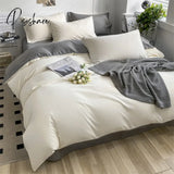 Pisoshare Heart Four-Piece Brushed Washed Cotton Green Bed Set Flat Sheet Pillowcase Quilt Cover