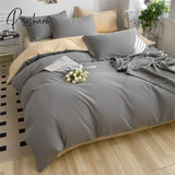 Pisoshare Heart Four-Piece Brushed Washed Cotton Green Bed Set Flat Sheet Pillowcase Quilt Cover