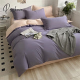 Pisoshare Heart Four-Piece Brushed Washed Cotton Green Bed Set Flat Sheet Pillowcase Quilt Cover