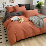 Pisoshare Heart Four-Piece Brushed Washed Cotton Green Bed Set Flat Sheet Pillowcase Quilt Cover