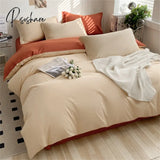 Pisoshare Heart Four-Piece Brushed Washed Cotton Green Bed Set Flat Sheet Pillowcase Quilt Cover