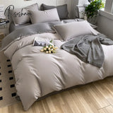 Pisoshare Heart Four-Piece Brushed Washed Cotton Green Bed Set Flat Sheet Pillowcase Quilt Cover