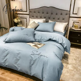 Pisoshare High End Skin Friendly Bedding Set Queen Luxury Embroidery Duvet Cover With Flat Sheet