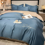 Pisoshare High End Skin Friendly Bedding Set Queen Luxury Embroidery Duvet Cover With Flat Sheet