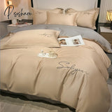 Pisoshare High End Skin Friendly Bedding Set Queen Luxury Embroidery Duvet Cover With Flat Sheet