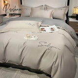 Pisoshare High End Skin Friendly Bedding Set Queen Luxury Embroidery Duvet Cover With Flat Sheet