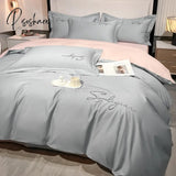 Pisoshare High End Skin Friendly Bedding Set Queen Luxury Embroidery Duvet Cover With Flat Sheet