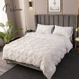 Pisoshare High Quality 3D Pinch Pleated Duvet Cover Set 220X240 Solid Color Single Double Twin