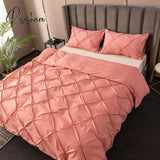 Pisoshare High Quality 3D Pinch Pleated Duvet Cover Set 220X240 Solid Color Single Double Twin