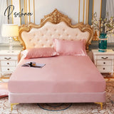 Pisoshare High-Quality Smooth Satin Fitted Bed Sheet Queen Size Soft Skin-Friendly Elastic Band