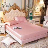 Pisoshare High-Quality Smooth Satin Fitted Bed Sheet Queen Size Soft Skin-Friendly Elastic Band